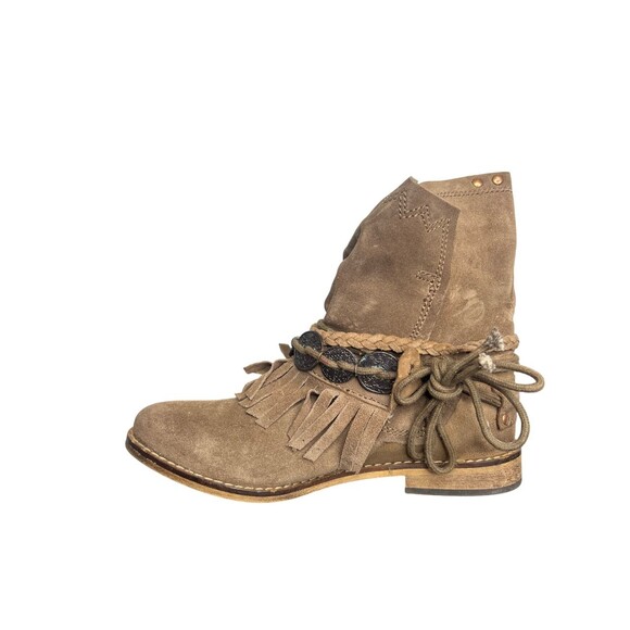 Anthropologie Musse Cloud Boots Women's 6 Brown Suede Fringe Boho Western - Picture 6 of 10